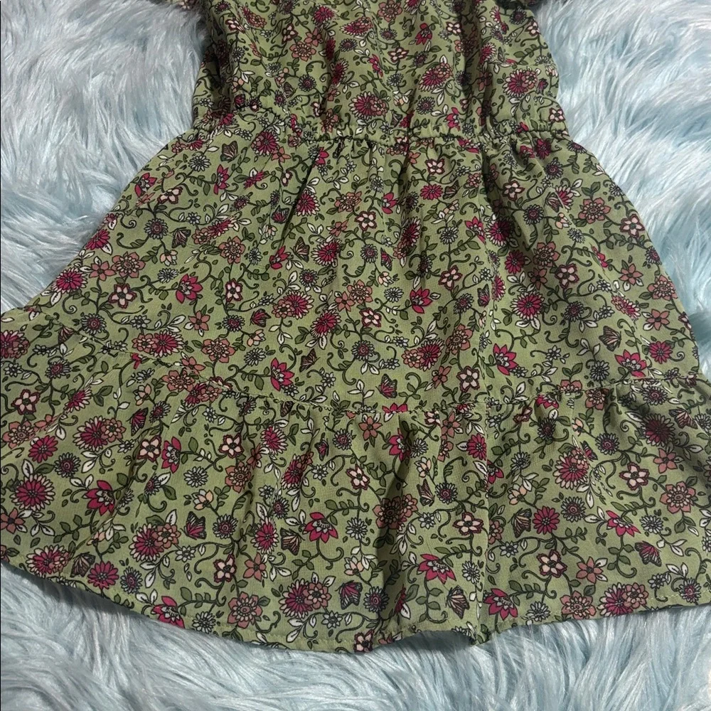 The Children’s Place Green and Purple Floral Kids Dress sz S